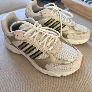 Adidas Cream and Black Athletic Shoes